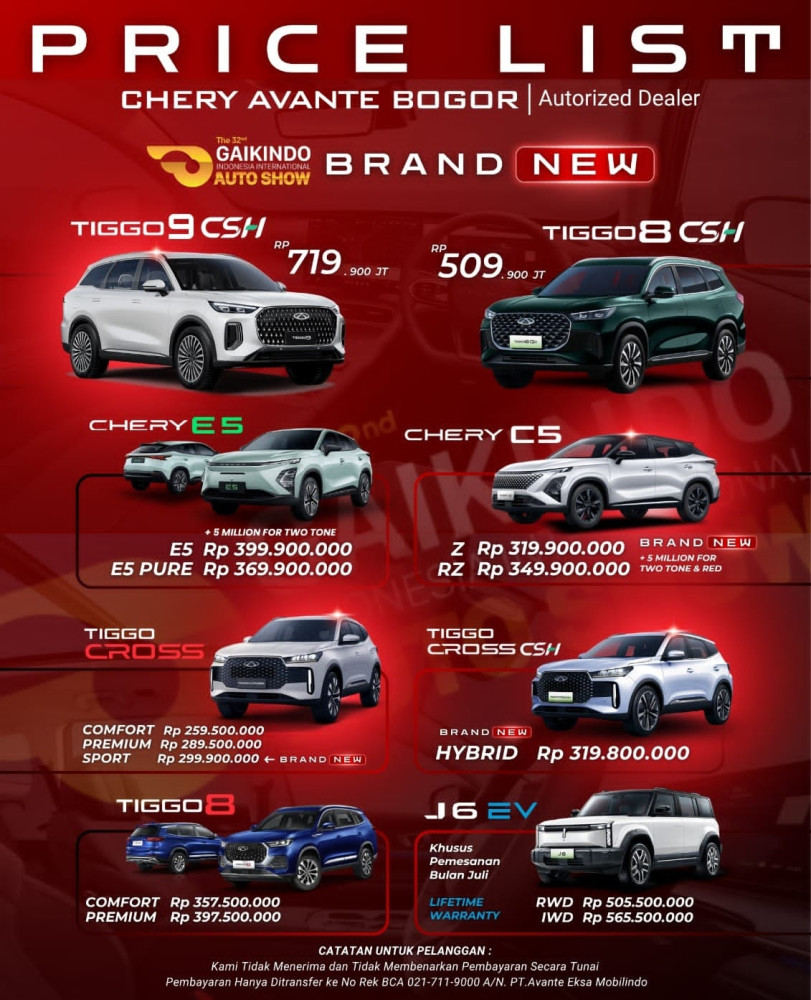 Pricelist Harga Chery beji 2025